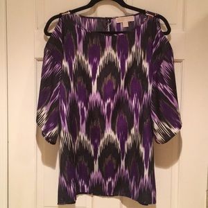 Michael Kors Cold Shoulder Tribal Print Top